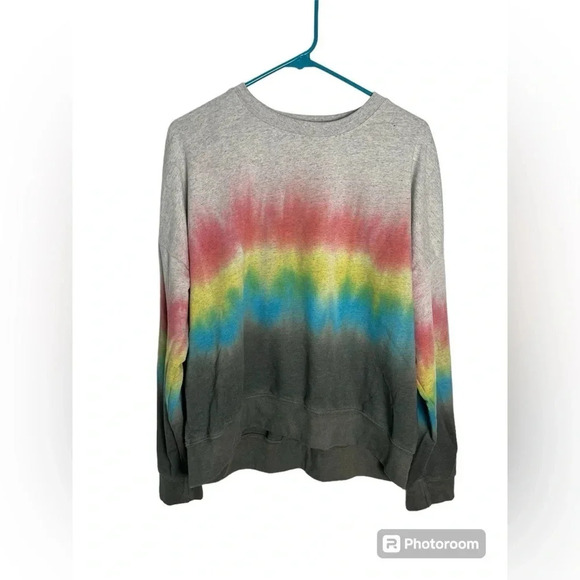 Sundry Pullover Sweatshirt Women's 3 Gray Multi Tie Dye Stripe Crew Neck Cotton - Picture 4 of 8